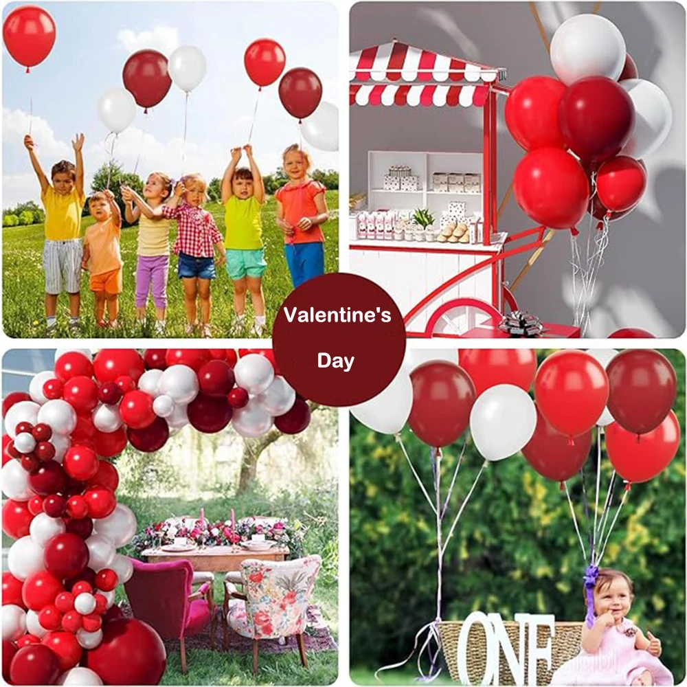 Double Red Balloons Garland Red White Latex Balloon Arch Kit Valentine\'s Day Decor Wedding Anniversary Bride Shower Decoration