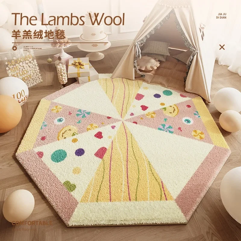 

Irregular Oversized Children's Carpet Octagonal Living Room Carpet Cartoon Cute Bedroom Rug Fluffy Girl Room Rugs Soft Floor Mat