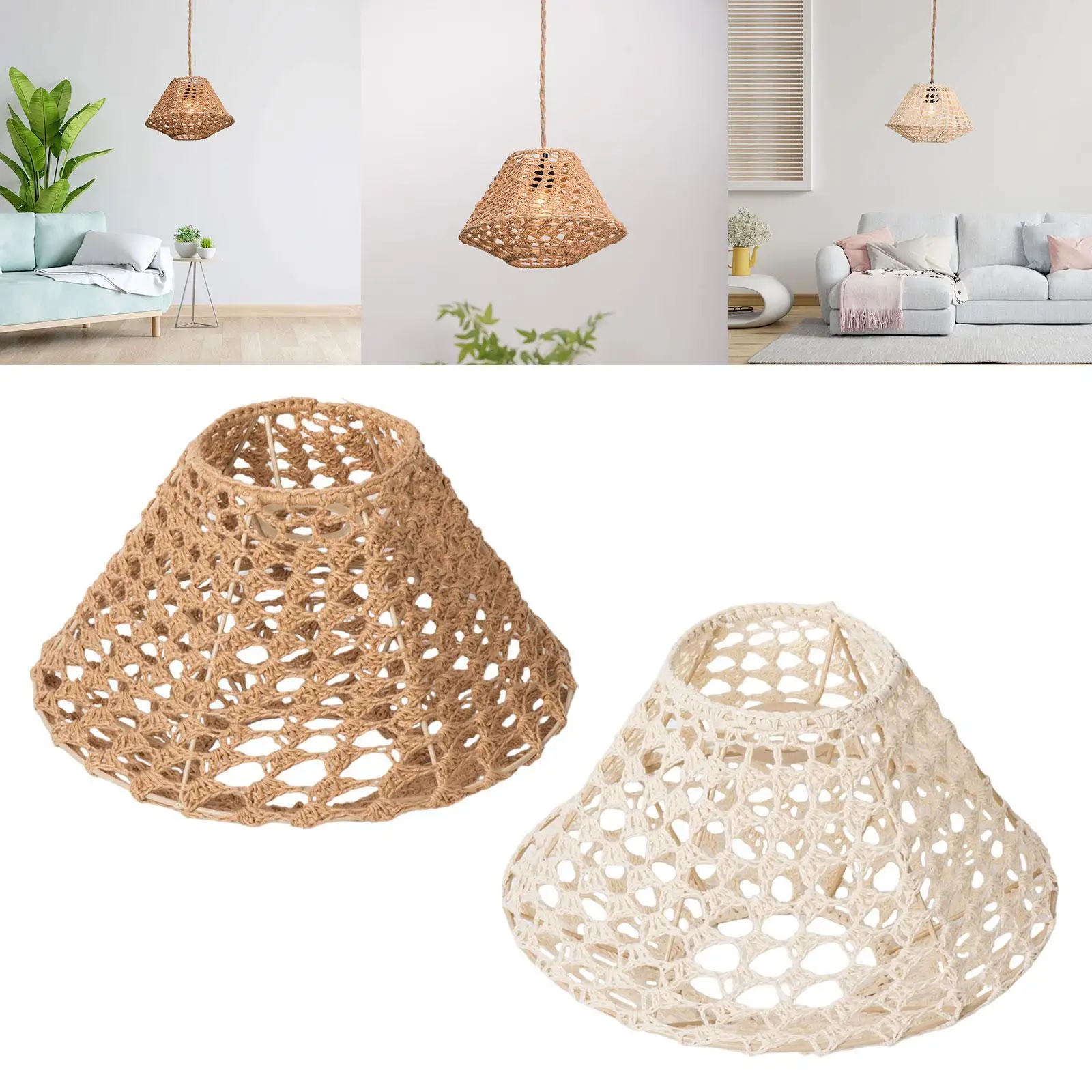 

Rope Woven Lampshade Decor Handmade Table Lamp Lampshade for Wall Sconces Ceiling Lights Dining Room Home Decoration Restaurant