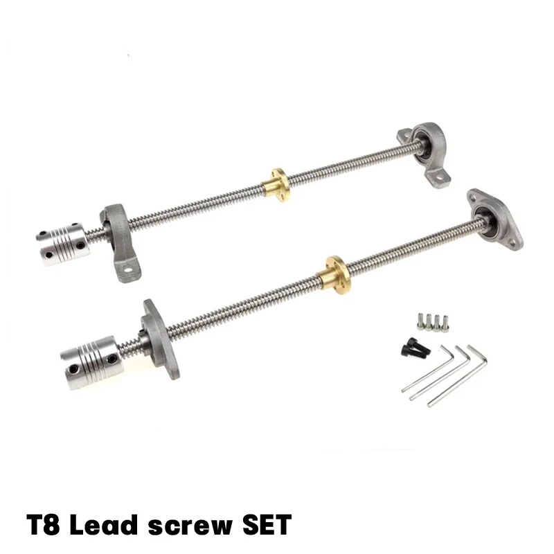 

T8 Lead Screw Lead 8mm 500mm 400mm 350mm 200mm 100mm Vertical Horizontal Kit KFL08 or KP08 With Nut Bearing CNC 3D Printer Parts