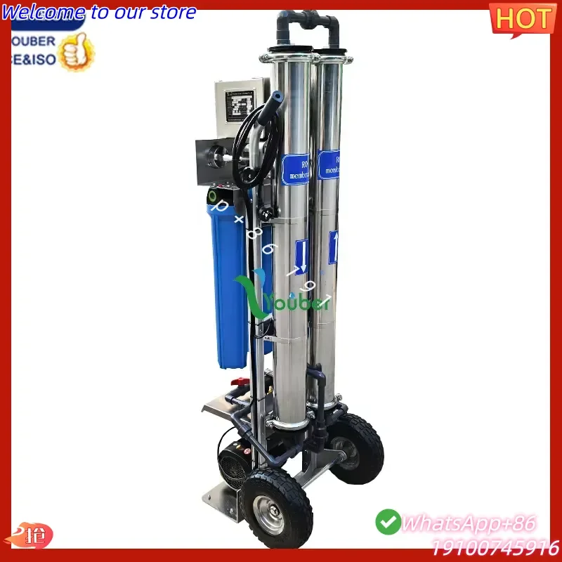 2026Hot 500L/H Hand Push Portable RO Water Filter System Window Cleaning Reverse Osmosis Membrane Pure Water Solar Panel