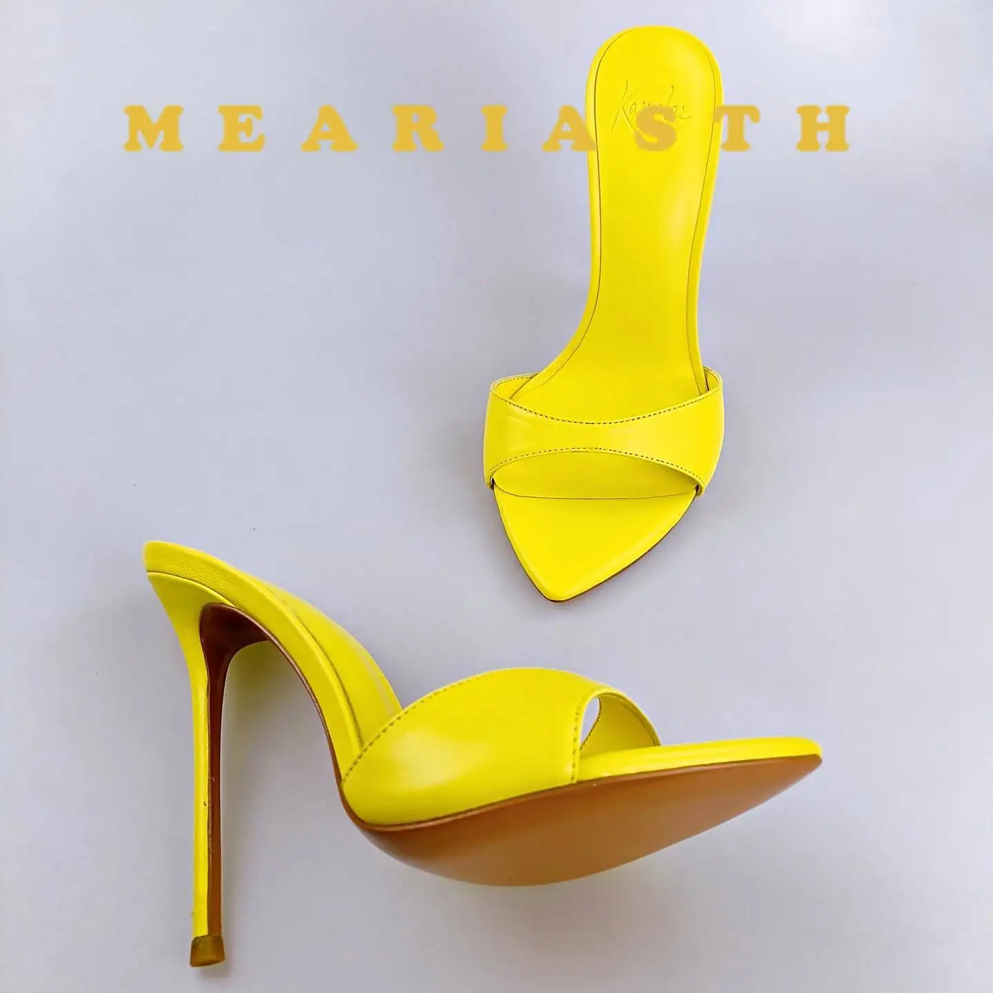 

Summer Women's Mules Luxury High Heels pointed toe Slippers 2025 Outdoor Designer Sandals Lady Party Shoes Female Large Size 44