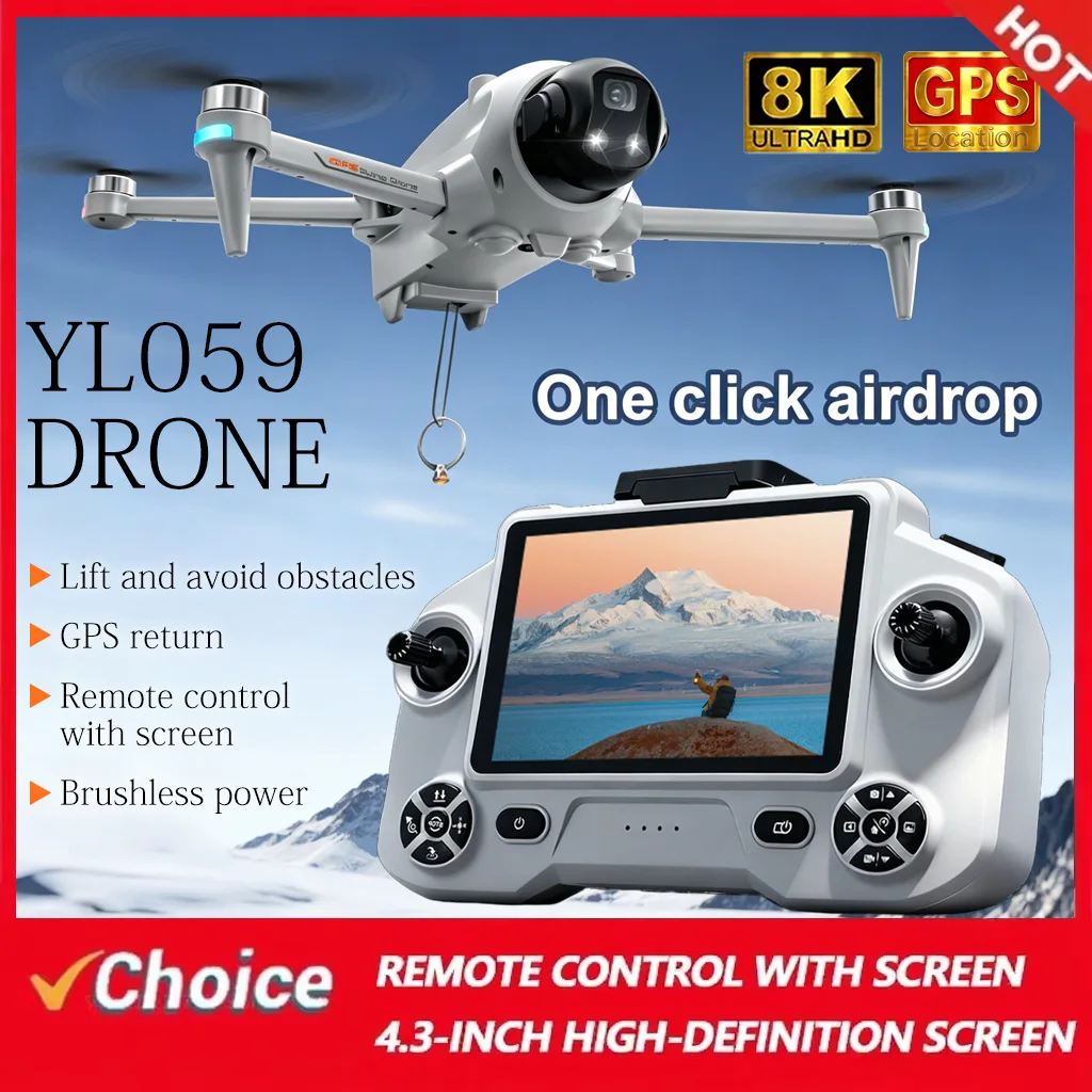 

YL059 Professional Drone 8K Camera 5G FPV GPS Obstacle Brushless One Click Aerial Delivery Foldable Quadcopter Aircraft Kids Toy