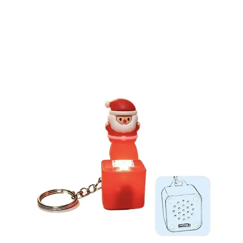 Weihnachts-Weihnachtsmann-Schlüsselanhänger mit Licht und Ton zur Stresslinderung, Niedlicher Leuchtender Stimmen-Schlüsselring, Kreatives Fidget-Spielzeug für Weihnachtsgeschenke – Detail 6