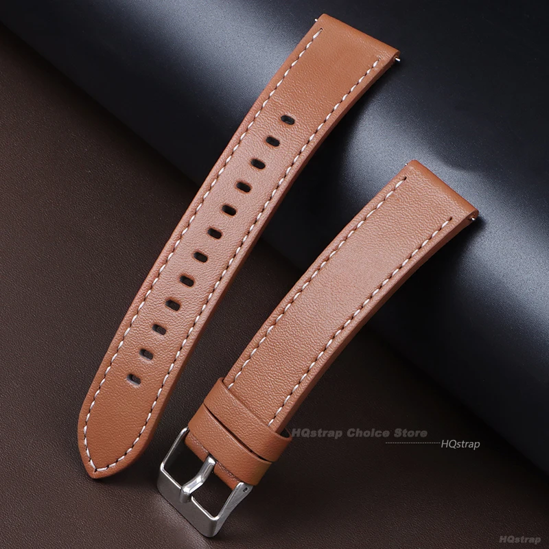 高品質のユニバーサルレザーウォッチバンド,スチールバックル,20mm, 22mm