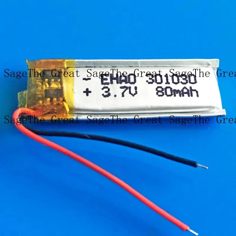 10 pcs 3.7V 80mAh LiPo Li Polymer Rechargeable Battery For MP3 Earphone 301030 JM