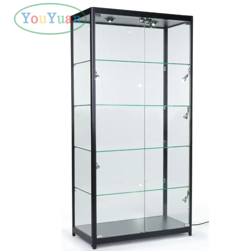 (customized)Cigar cabinet retail store metal aluminium frame glass display showcase smoke shop display cases