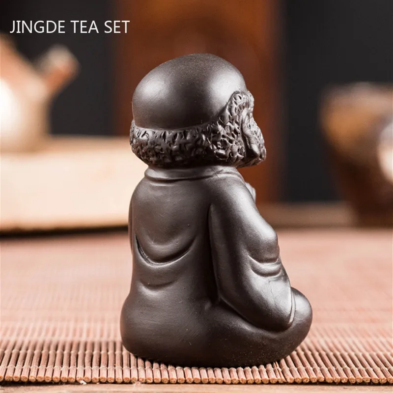 Chinese Purple Clay Tea Pet Handmade Figure Statue Ornaments Sculpture Crafts Home Tea Set Decoration Accessories Gifts