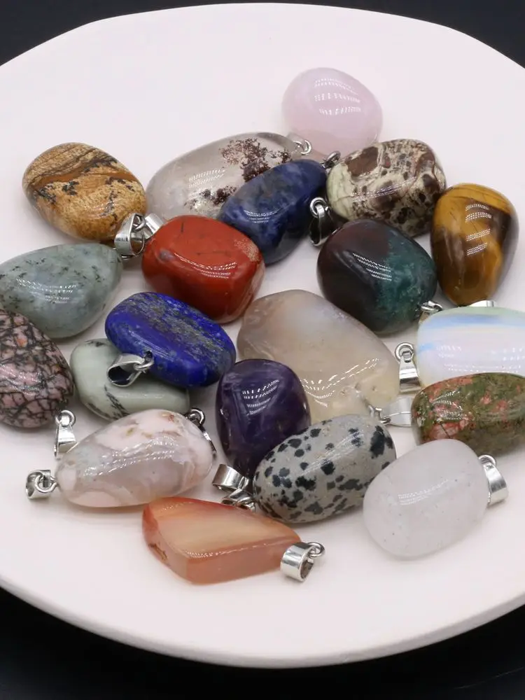 Natural Semi-precious Stone Pendant Irregular Cherry Blossom Agate for DIY Jewelry Making Necklace Size15x20-18x25