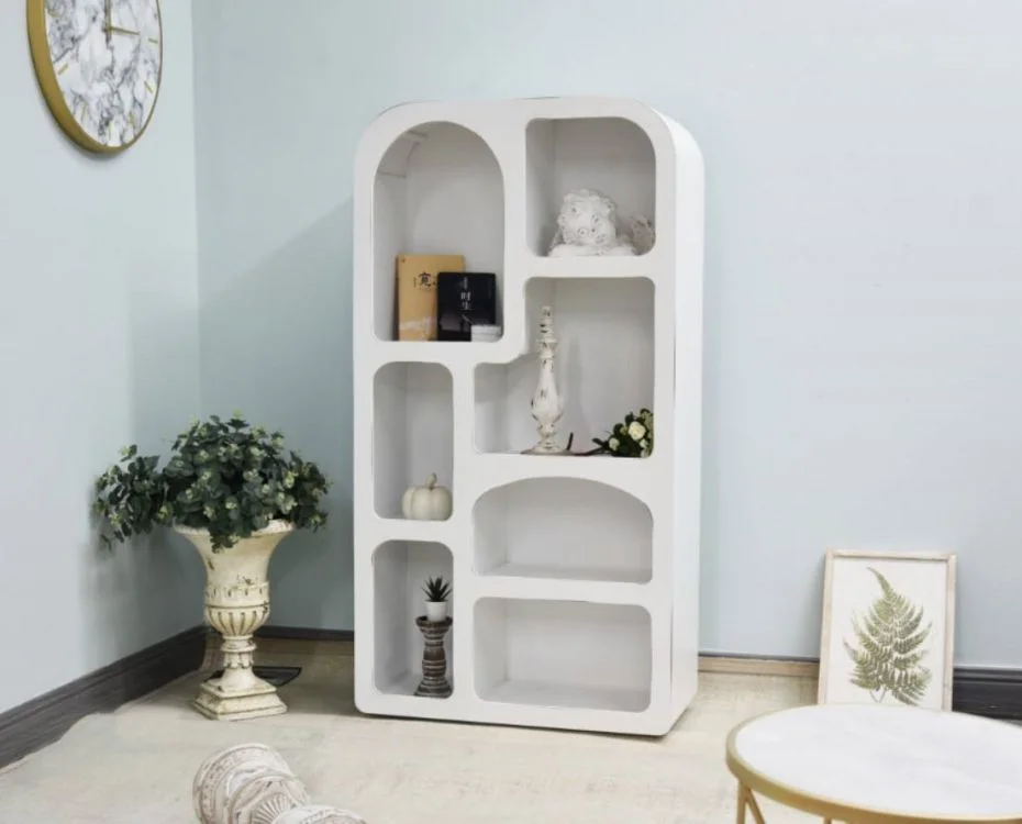 Unique Design Home Decoration Large Modern White Boho Living Room Cabinet Furniture Storage Organic Bookcase