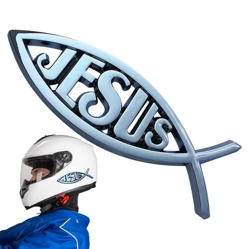 Sliver Jesus Fish Decal Sticker Jesus Fish Emblem Acrylic Decal Reusable Jesus Fish Emblem Bumper Stickers Car Stickers For