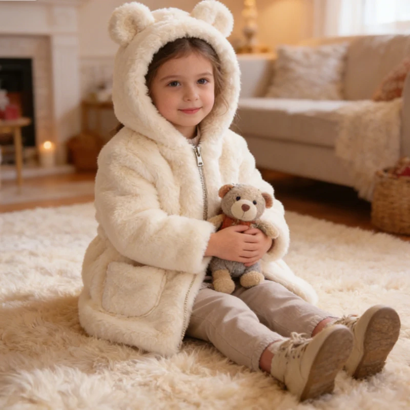Korean Baby Boy Girl Solid Color Plush Jacket Toddler Fleece Autumn Winter Warm Coat Kid Sherpa Lined Button Down Warm Outwear