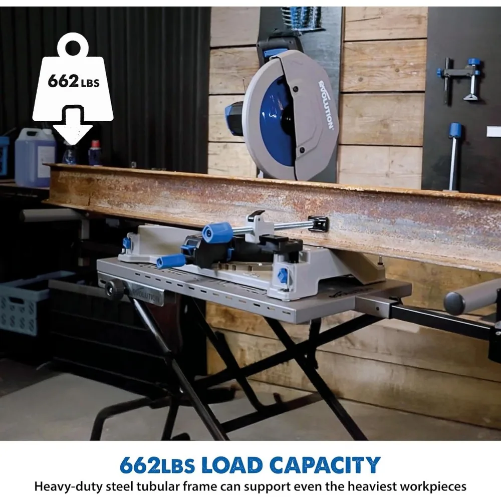 Mitering Chop Saw Stand with Powerlift Assist | Heavy-Duty Steel Frame | All-Terrain Wheels Gas-Strut Lift