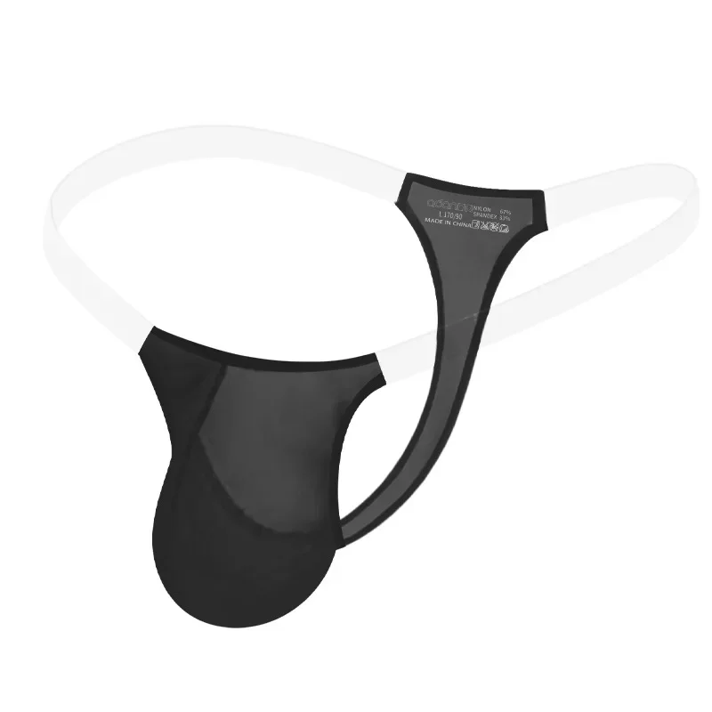 

Mens Sexy T Back Thong Gay Erotic U Convex Pouch G-string Ice Silk Transparent Ultra-thin Quick Dry Cool Feel Soft Light Panties