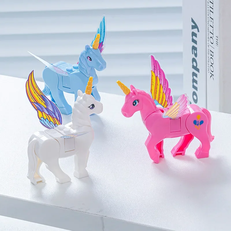 Building Block Internet Celebrity Unicorn Small Particle Building Block Puzzle DIY Trendy INS Wind Princess Building Block Toy