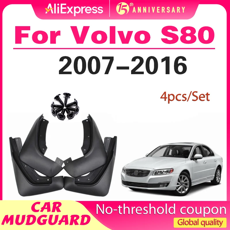 

Front Rear Set Molded Car Mud Flaps For VOLVO S80 2007-2016 Mudflaps Splash Guards Mud Flap Mudguards Fender 2008 2009 2010