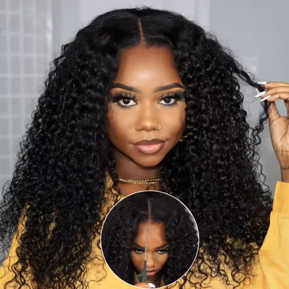 

100% человеческие волосы Кудрявые вьющиеся 13x6 HD Кружевные фронтальные парики Бесклеевые водные глубокие вьющиеся 13x4 Парик фронта шнурка Бесклеевой 4X4 Закрытие Wear Go