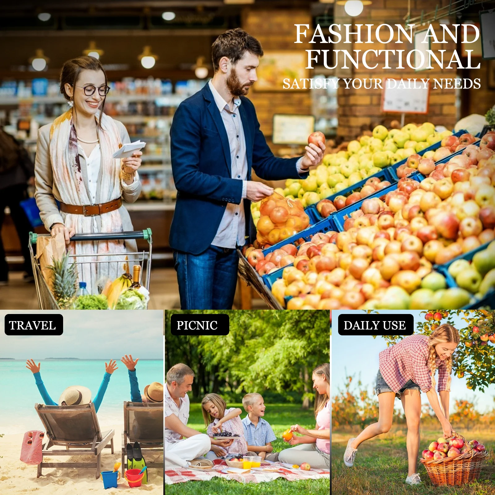 

1Pcs Jute Shopping Bag Retro Vintage Tote Pouch Portable Shoulder Bag for Women Daily Use Storage Reusable Burlap Pouch