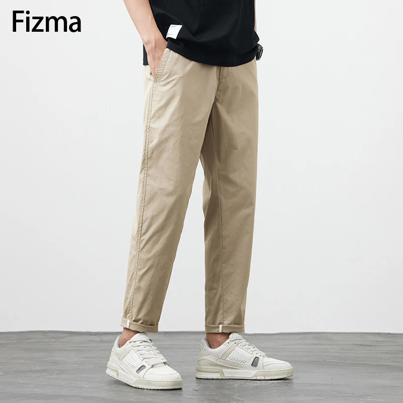 Fizma Summer Male Pants Solid Black Smart Casual Men\'s Trousers Spring New In Pantalon Thin Korean Straight Pants Ropa Hombre