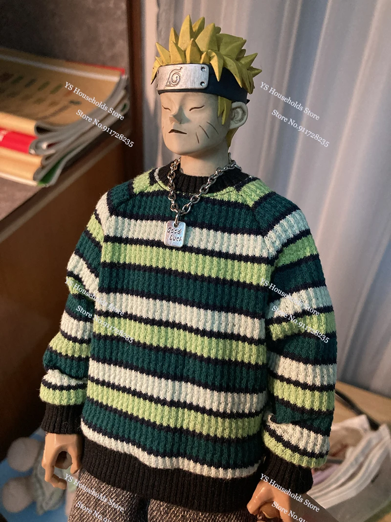 1/6 Trendy Action Figure Skull Print Sweatshirt Green Stripe Sweater Coat Top Casual Jeans Sport Pants Clothes Toys For 12" Body
