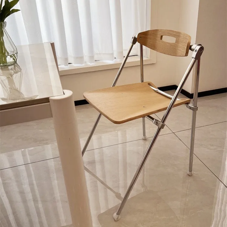

Modern Metal Foldable High-end Dining Chair For Houseuse And Coffee Shop Use
