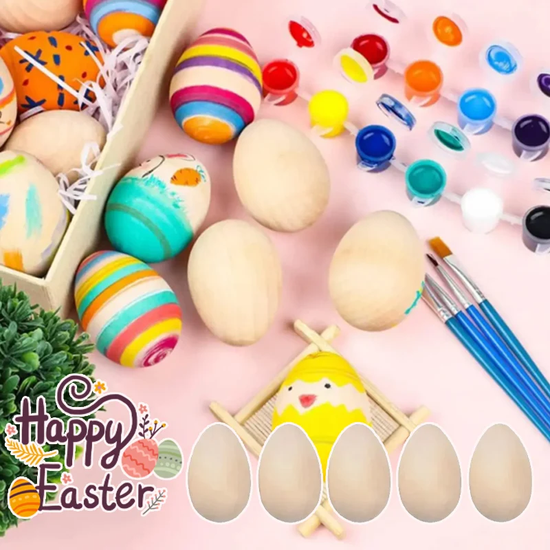 

Luxury Handmade Wooden Easter Egg Set Realistic DIY Paintable Decor for Heirloom Holiday Crafts Premium Interior Styling
