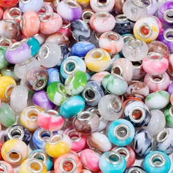 20Pcs/Lot 14×9.5mm Resin Beads Dual Color 4.5mm Large Hole Oval Loose Beads For Charm Bracelet Necklace Diy Jewelry Making