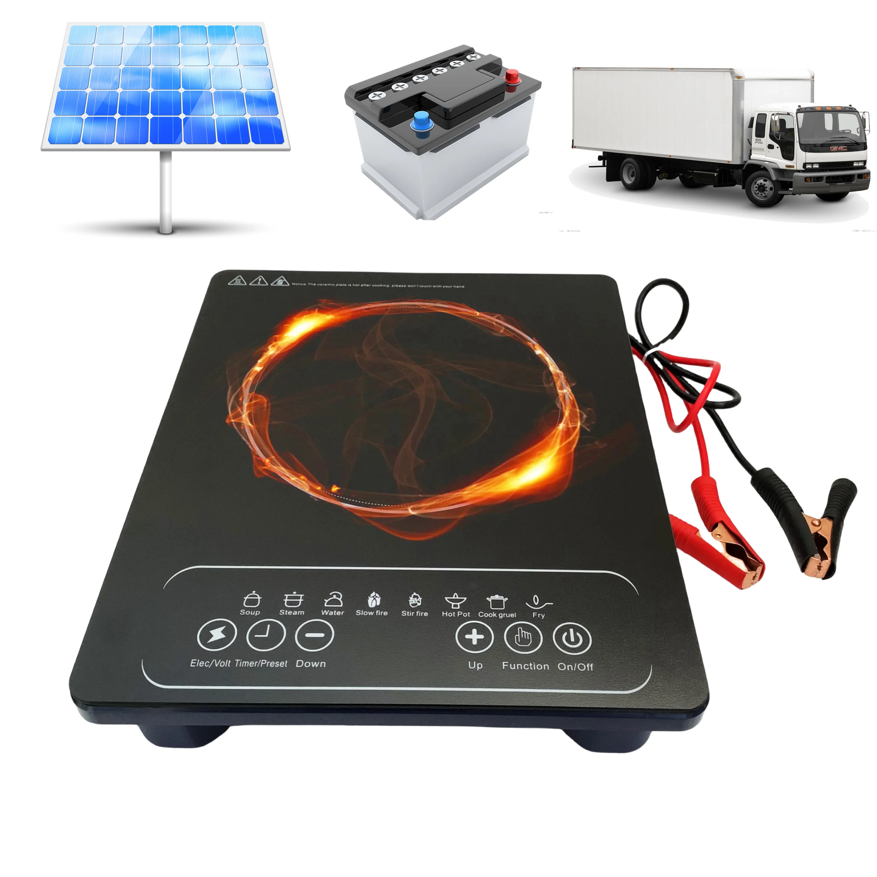 Competitive Price OEM/ODM Solar Single Hotpot Cookware DC 12V 24V 48V Induction Cooker Cooktop Cooking Stove