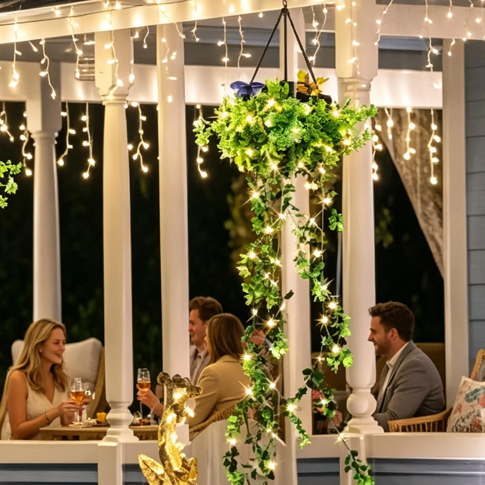 

Солнечная светодиодная гирлянда для сада, искусственная гирлянда-лиана, солнечная гирлянда с цветами для балкона, веранды, патио, забора, заднего двора, сада