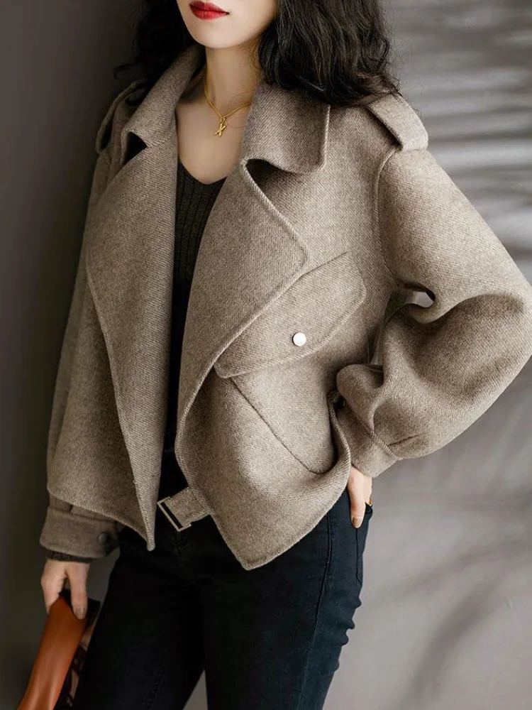 Women Twill Woolen Jacket Short Coat