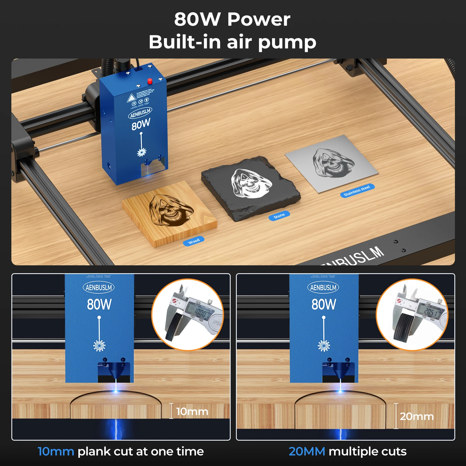 AENBUSLM Laser Engraver With Wifi Offline Control 80W Laser Engraving Cutting Machine 450nm Blue Light Cnc Machine Woodworking