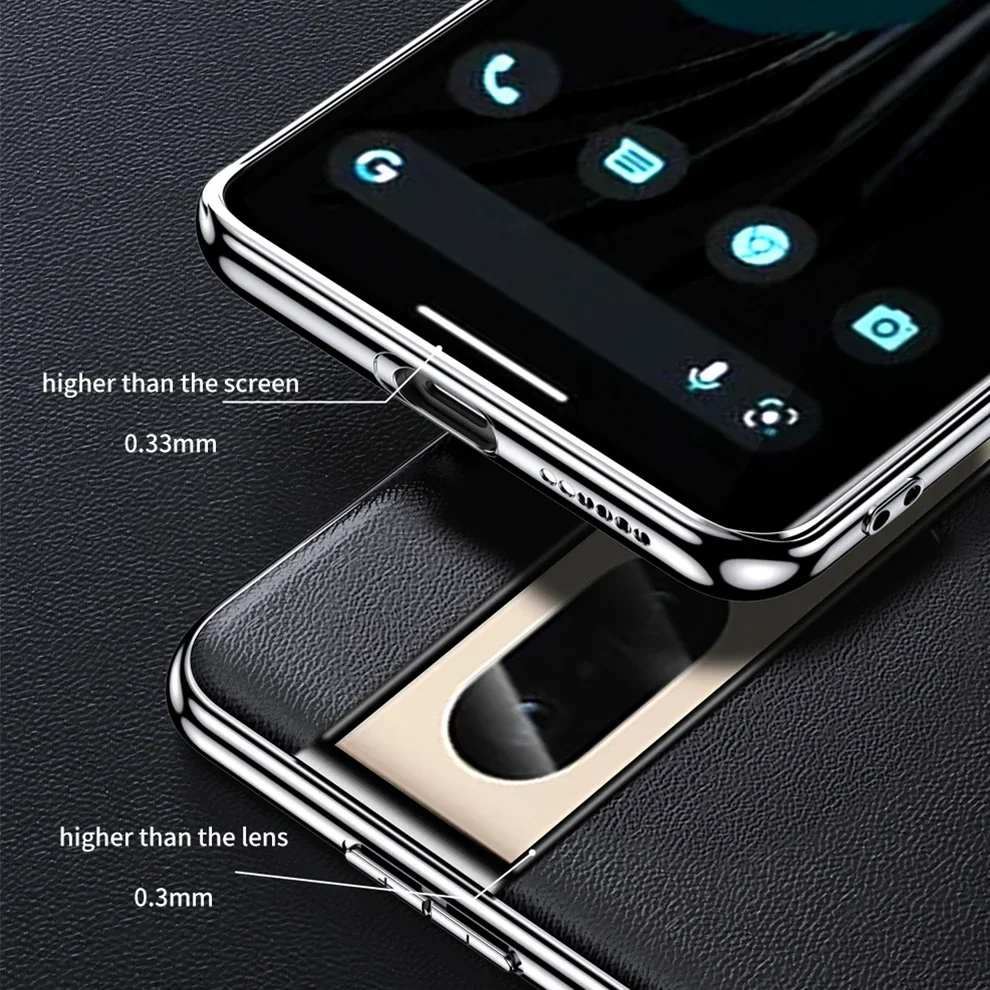 Phone Case for Google Pixel 9 Pro XL 9Pro 6 7 8 Pro 7A 6A Luxury Genuine Leather Plating Shockproof Full Protection Back Cover