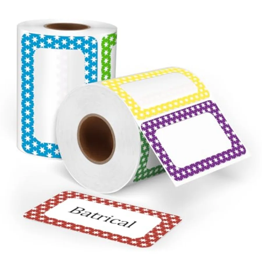 ป้ายชื่อหลากสี ขนาด 3.5x2.25 นิ้ว 200 ชิ้น 5 สี สำหรับสำนักงาน โรงเรียน ห้องเรียน ห้องครัว ตู้เย็น