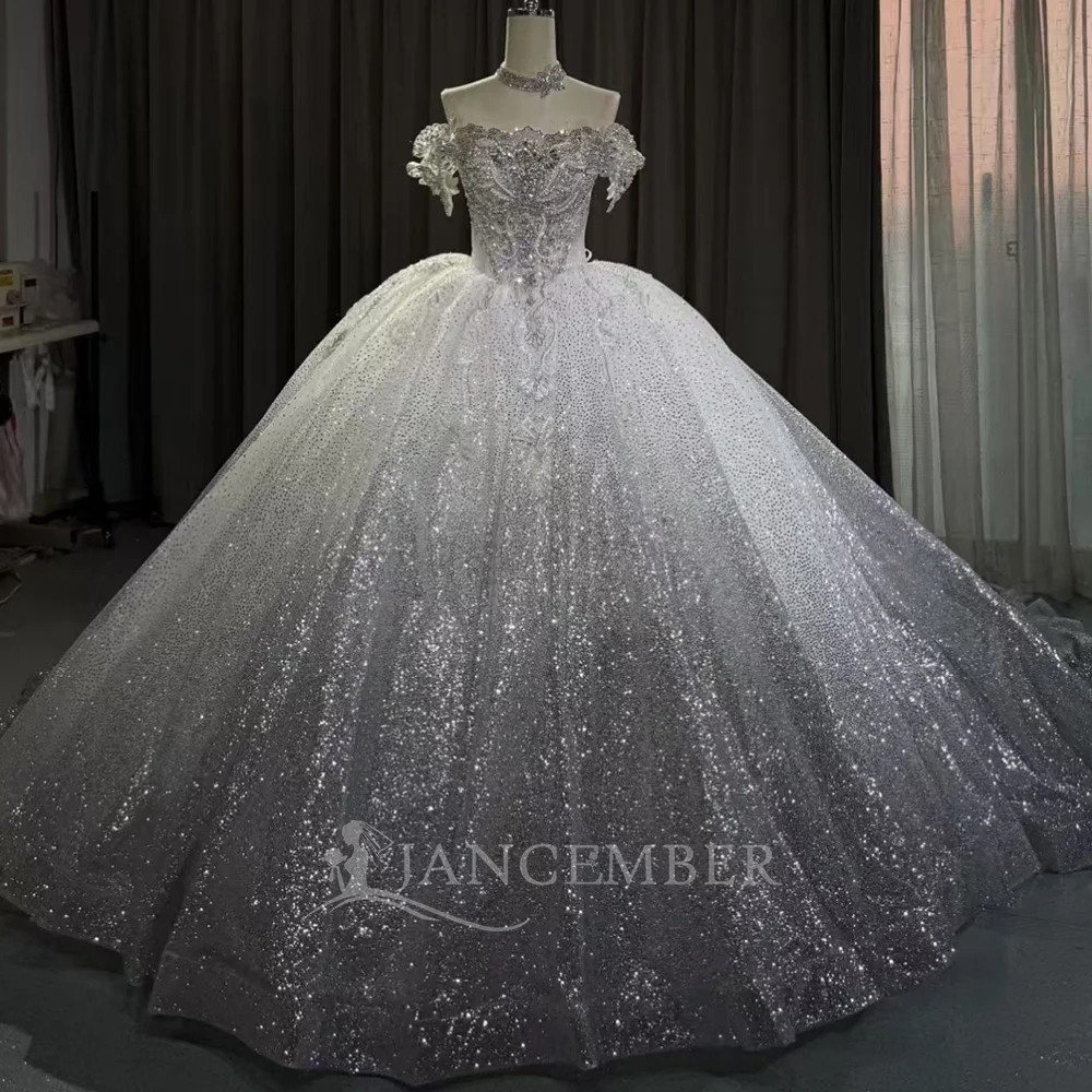 

Ball Gown Church Wedding Dresses Short Sleeve Crystal Scoop Lace Up Customized Cathedral Wedding Gowns Vestido De Noiva