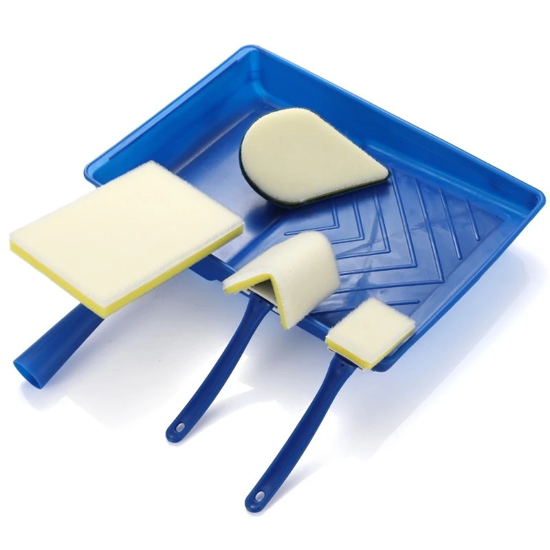 

8Pcs Paint Brush Set With 4 Trays Edges Brush Handle and Triangle Brush For Home Renovation Wall Painting Art Projects M4YD