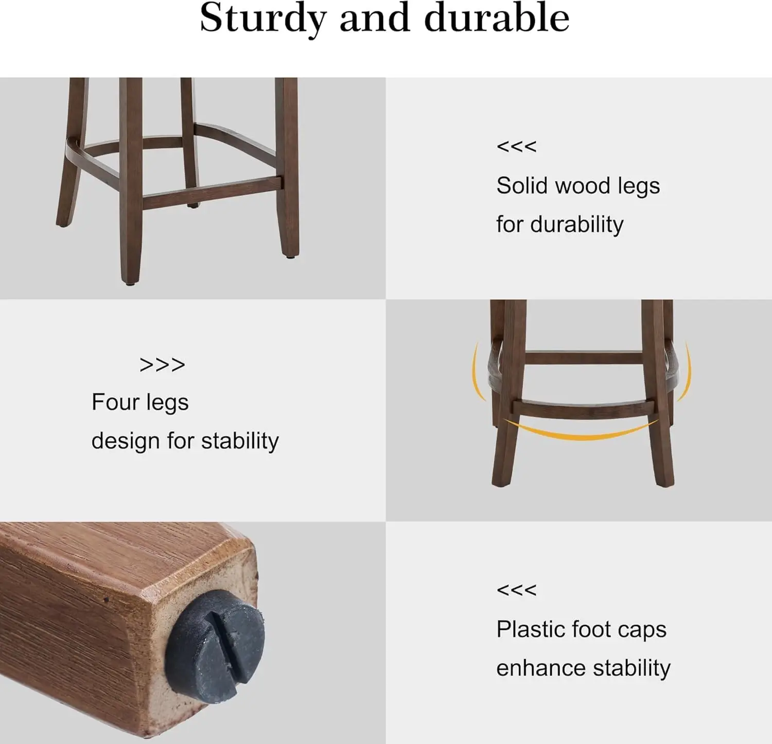 Bar Stools Set of2,Upholstered Counter Height Bar Stools,Modern Counter Stools with Wood Legs for Kitchen Island Dining Room Bar