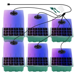 Red Blue LED Grow Light with Seedling Tray Plant Seed Starter Trays Indoor Greenhouse Seedling Nursery Box Containers with Holes