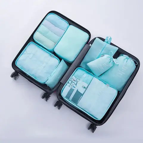 여행 보관 가방, 휴대용 가방, 유행 가방, 접이식 보관 핸드백, 여행에 편리한 포장 상자 세트, 7 피스