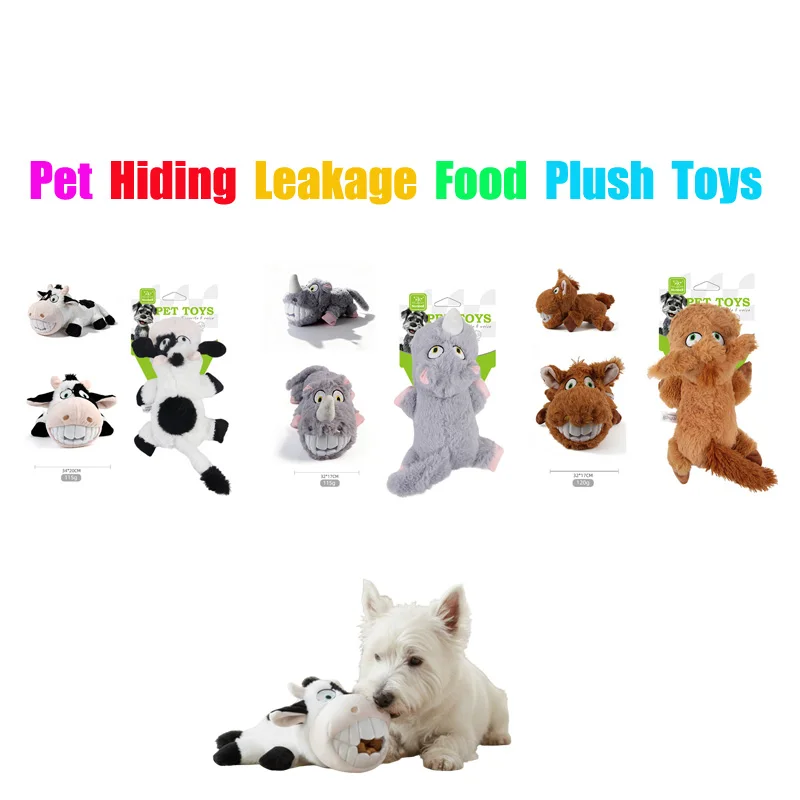 Dog Hiding&Leaking Food Plush Toy Self Feeding Bite Resistant Grinding Teeth Sound Making Toy Dog Interactive Training Supplies