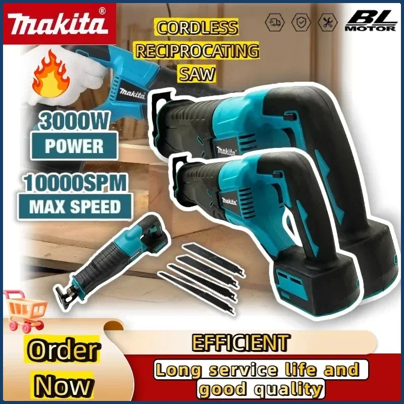 

Makita Cordless Reciprocating Saw Reciprocating Saw Portable Brushless Power Tools With 4pcs Saw Blades For Makita Battery