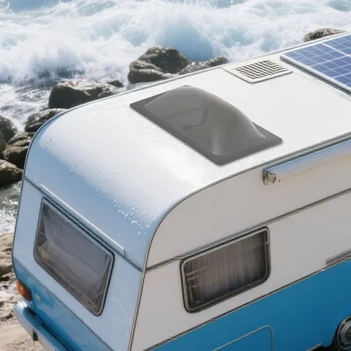 قبة خارجية RV Skylight مناسبة للتخييم، غطاء كمبيوتر أسود شفاف مقاس 18 × 26 بوصة مع معالجة مقاومة للأشعة فوق البنفسجية، بديل مباشر