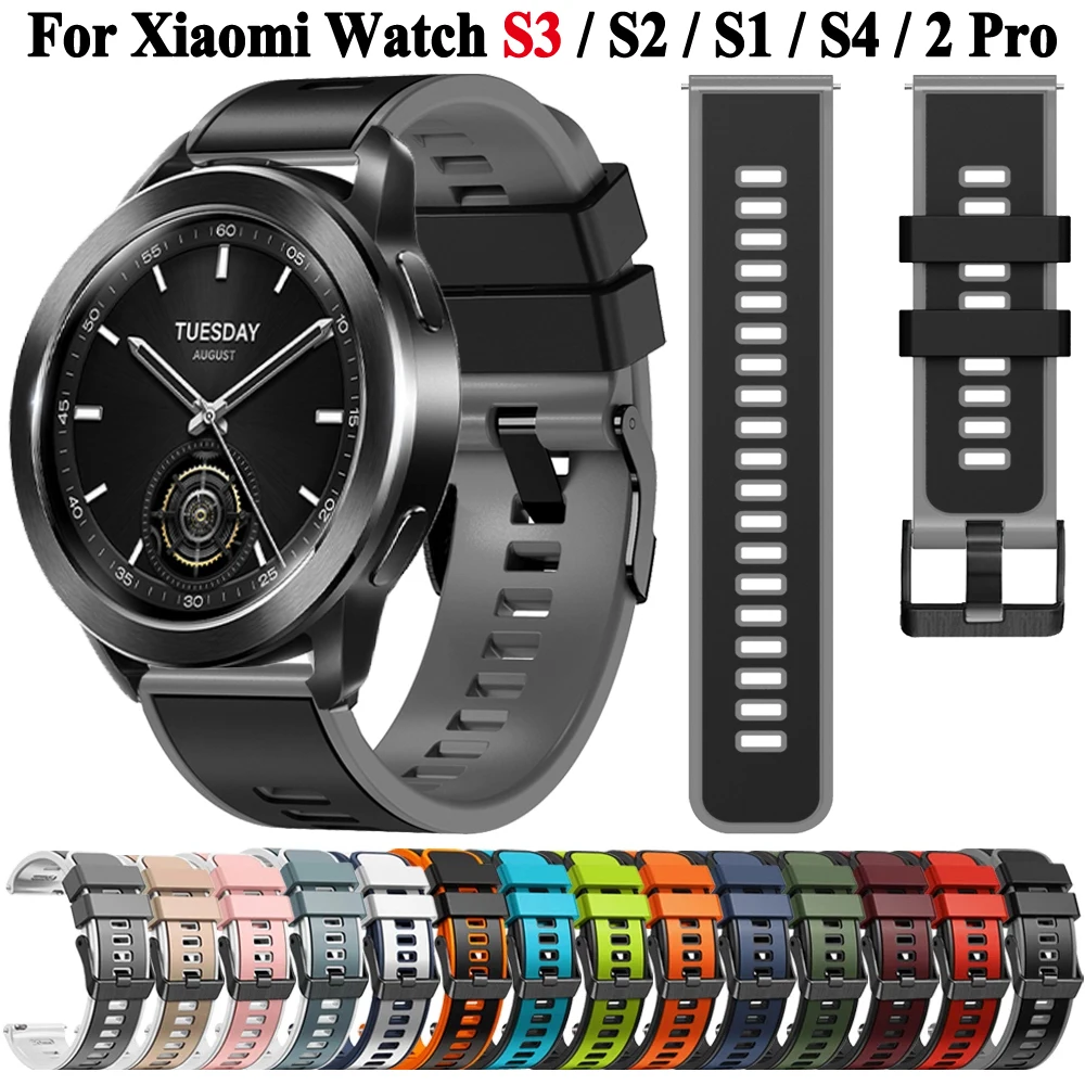 สายซิลิโคน22มม. สำหรับ Xiaomi Mi Watch S3 S2 S1สายรัดข้อมือสายรัดข้อมือสำหรับ Xiaomi WATCH 2 Pro นาฬิกากีฬา S4
