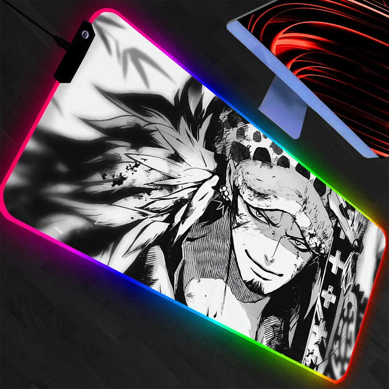 One Piece Backlight XXL Rubber Large PC Mousepad RGB Gamer Gaming Mouse Pads LED Desk Keyboard Mat Computer Mat Durable