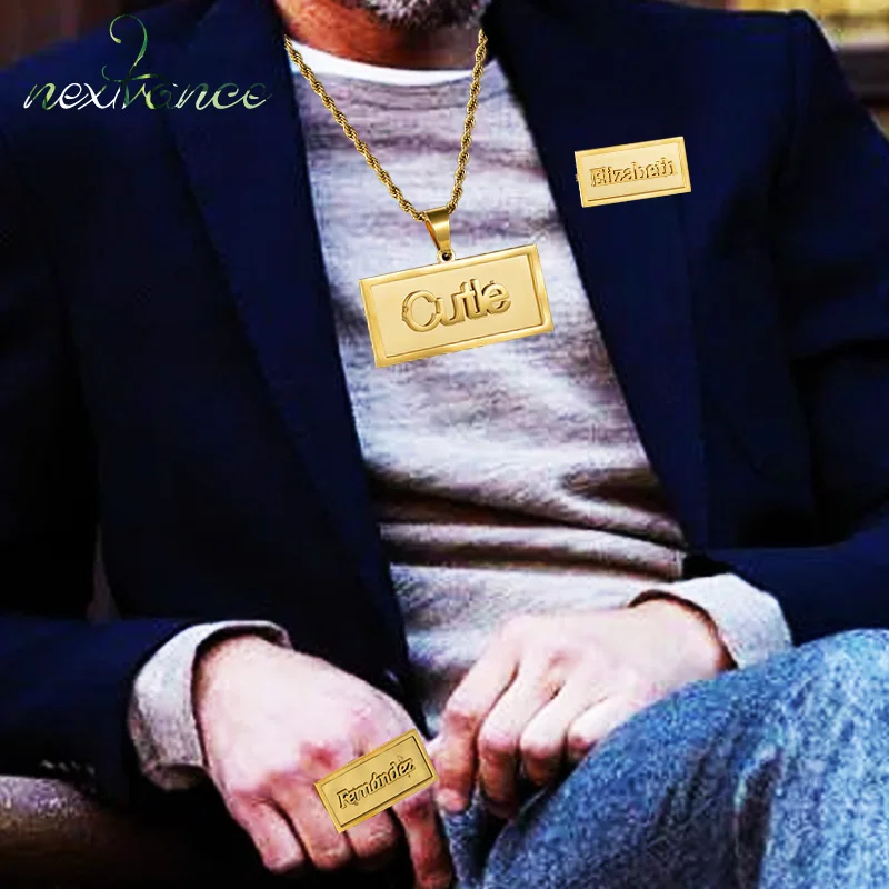 Nextvance Custom Name Double Layer Welding Set Necklace Ring Brooch Stainless Steel Personalized For Men Birthday Jewelry Gifts