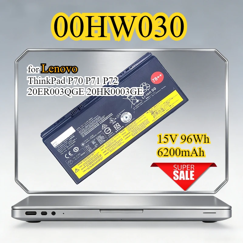 

New 00HW030 01AV451 SB10F46468 Laptop Battery for Lenovo ThinkPad P70 P71 P72 20ER003QGE 20HK0003GE 15V 6200mAh 96Wh Bateria