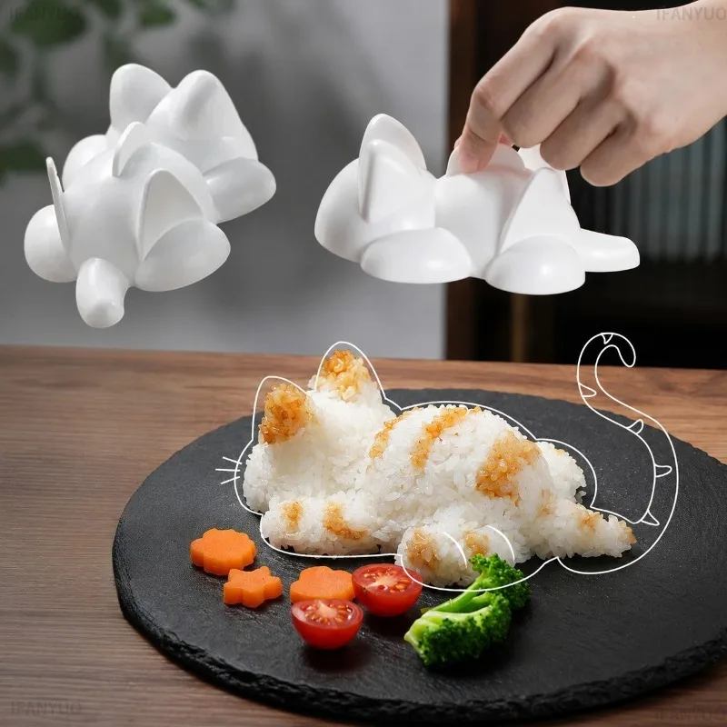 Molde de Sushi em Forma de Gato para Crianças, Molde DIY para Bolinhos de Arroz, Suprimentos de Cozinha para Purê de Batata e Abóbora
