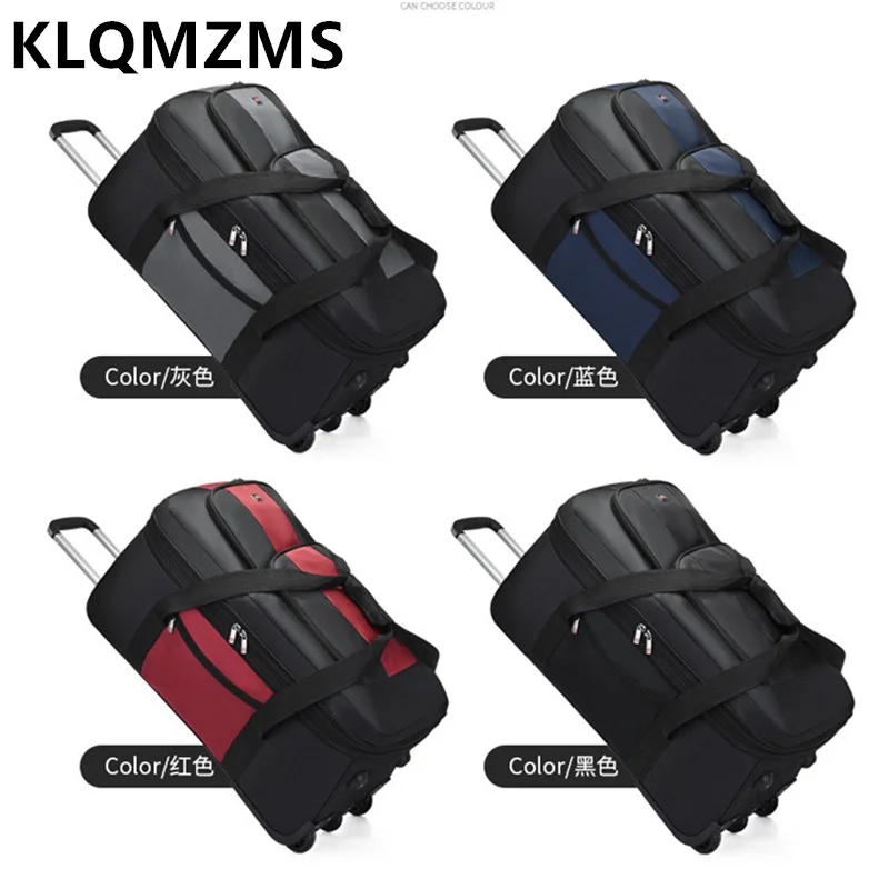 

KLQDZMS Oversized Capacity Trolley Bag Oxford Cloth Multifunctional Luggage Bag Storage Travel Bag Foldable Checked Bag Suitcase