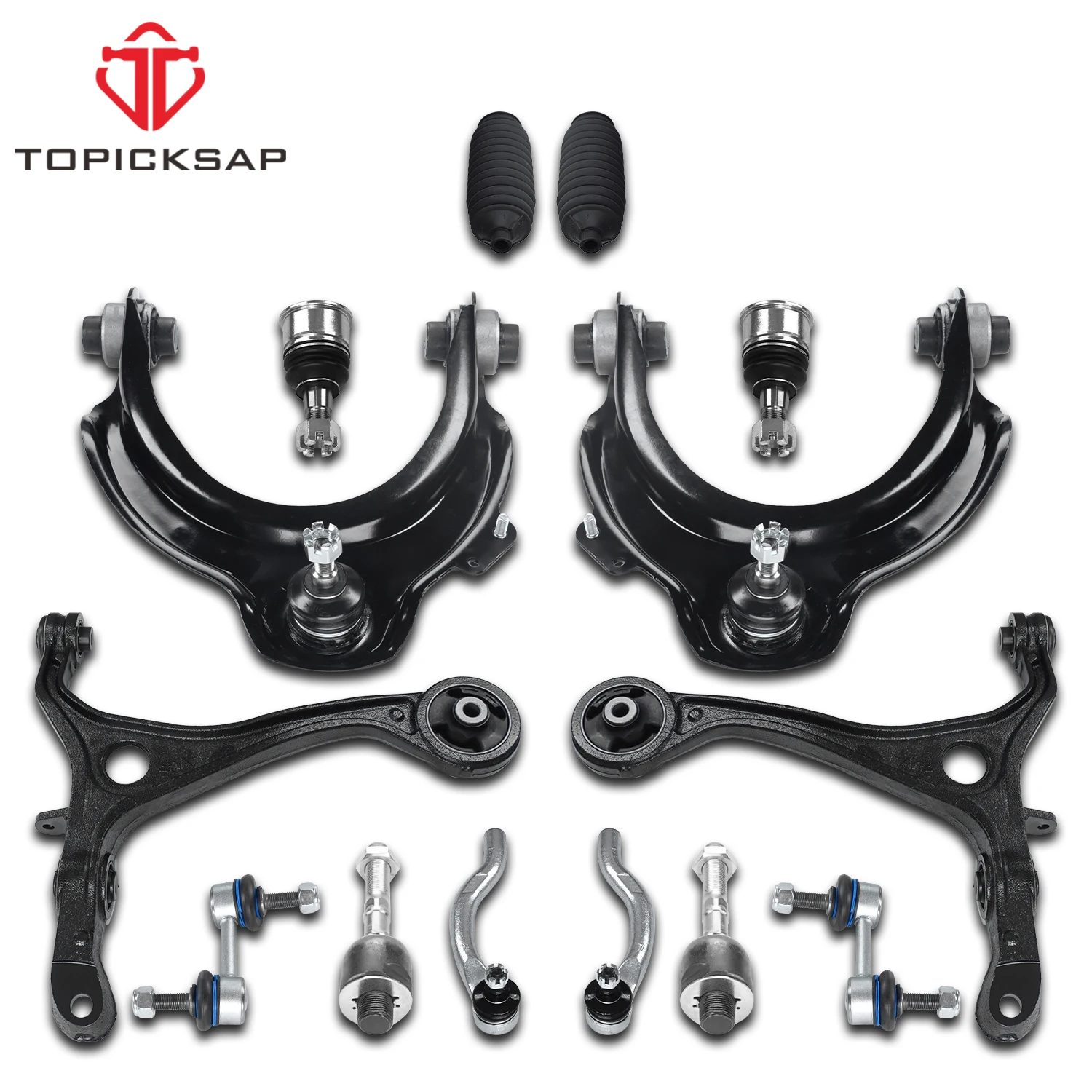 TOPICKSAP 14pcs Suspension Front Upper & Lower Control Arm Kit Ball Joint Sway Bar Link for Honda Accord ACURA TSX 2003 - 2008