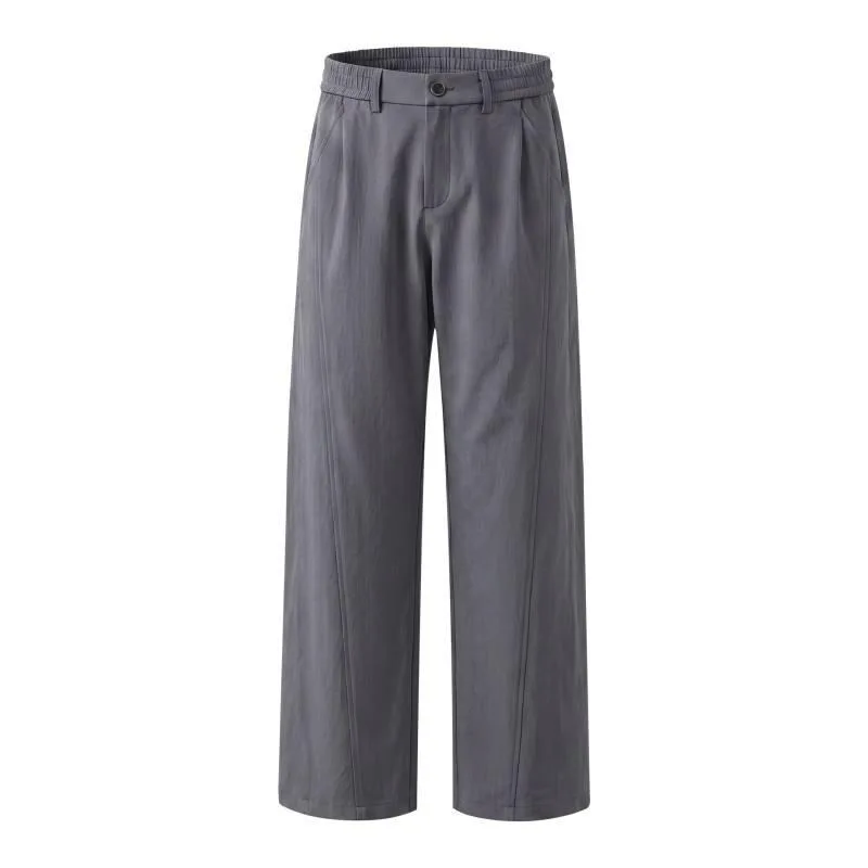 Classic Men's Relaxed Fit Chinos – High-Stretch Polyester Straight Cut Slacks with Elasticated Waistband