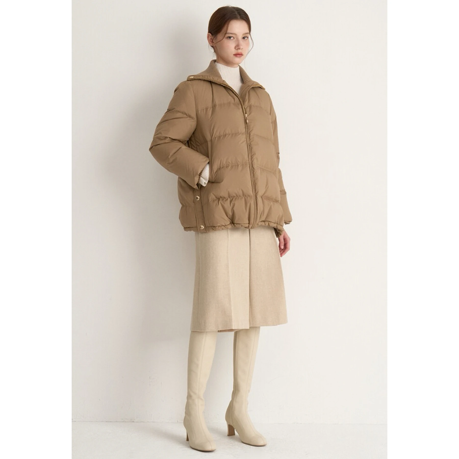 

Lemon Cheese MIN25 Winter Casual Faion Knitted Lapel Patchwork Loose Versatile down Jaet Outerwear Women's Commute Sle